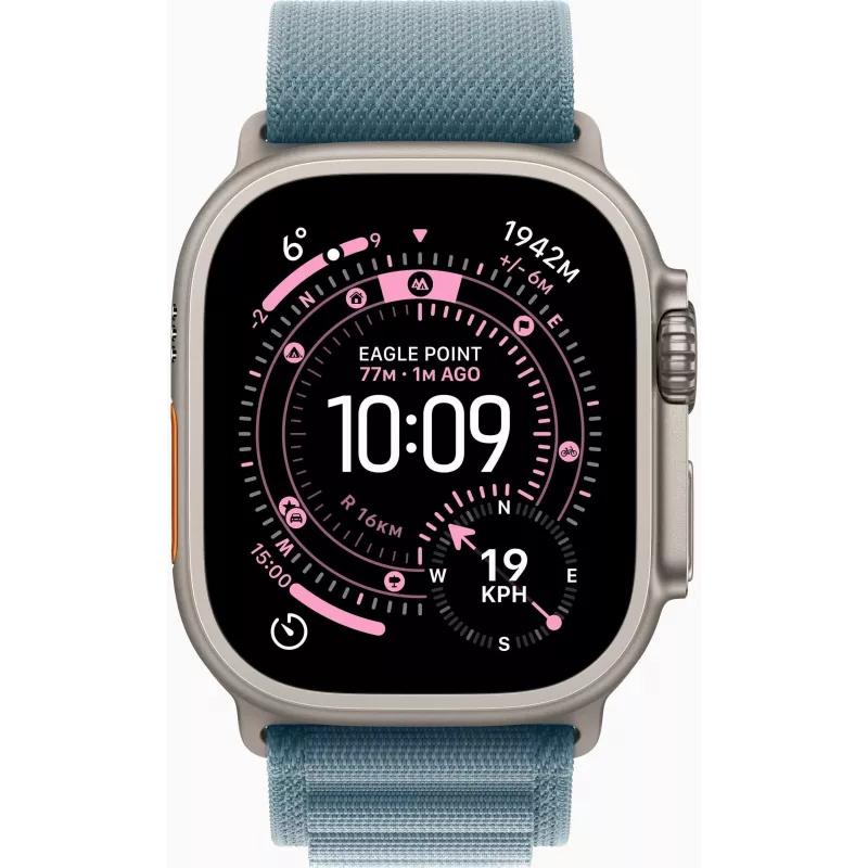 “Apple Watch Ultra 3 GPS + Cellular 49mm Natural Titanium Case with Blue/Bright Blue Trail Loop - M/L”
