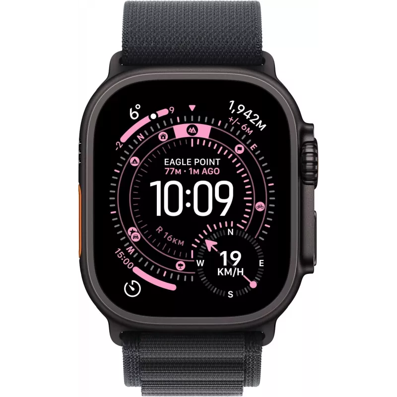 “Apple Watch Ultra 3 GPS + Cellular 49mm Black Titanium Case with Black Alpine Loop - Medium MF0V4QR/A”