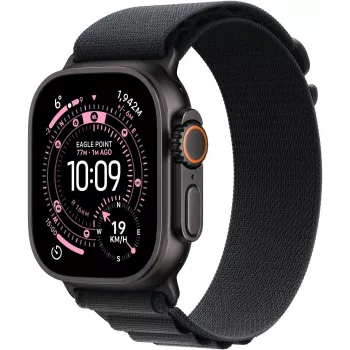 “Apple Watch Ultra 3 GPS + Cellular 49mm Black Titanium Case with Black Alpine Loop - Medium MF0V4QR/A”