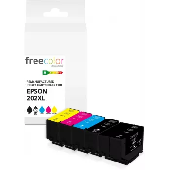 Freecolor Remanufactured Epson 202XL Multipack Ink Cartridge - Black, Cyan, Magenta, Yellow, Photo Black (5 Pack)