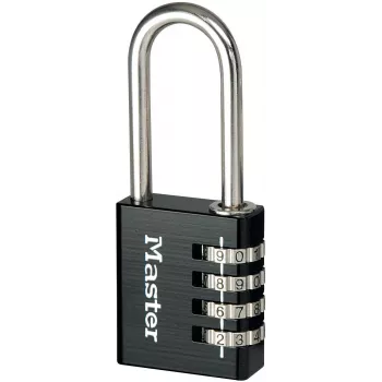 Master Lock 7640EURDBLK Kombinacinis spynos 40 mm korpusas, grūdinto plieno kilpa, 4 diskai, perprogramuojama, sidabrinė/pilka