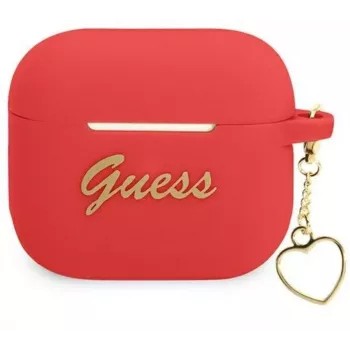 Guess GUA3LSCHSR AirPods 3 Cover Red Silicone Charm Heart Collection
