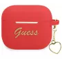 Guess GUA3LSCHSR AirPods 3 dangtelis, raudonas silikoninis, Charm Heart kolekcija