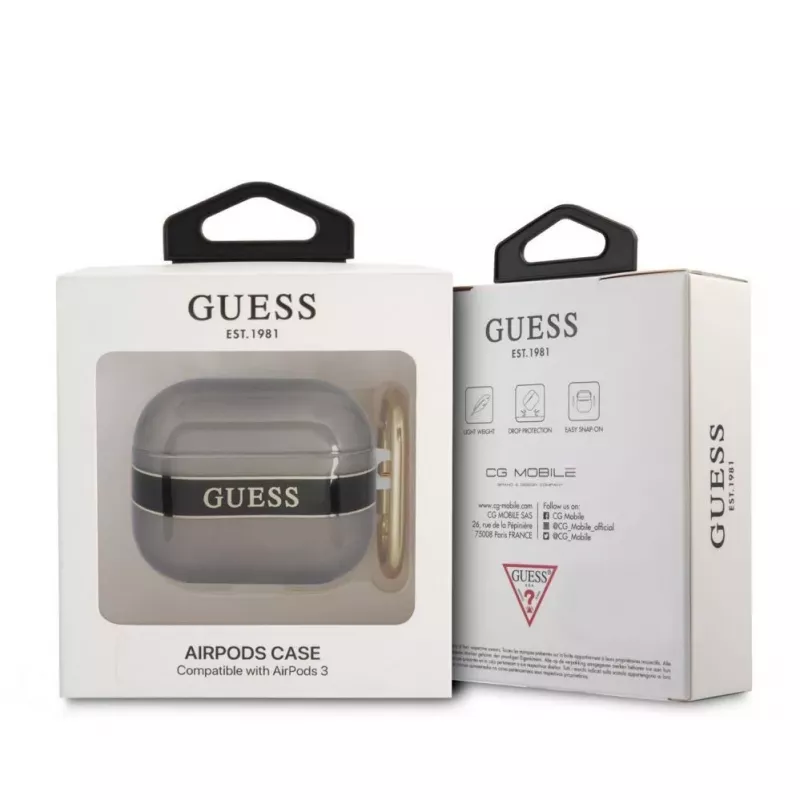 Guess GUA3HHTSK AirPods 3 dangtelis, Black Strap Collection, juodas
