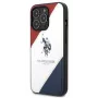 US Polo Assn Tricolor Embossed Back Cover, skirta Apple iPhone 14 Pro – balta