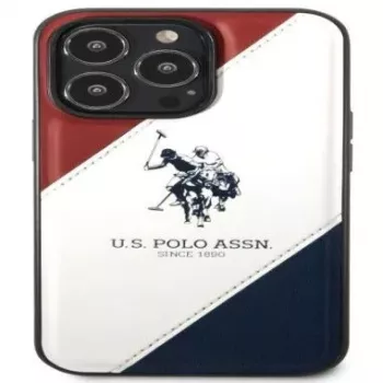 U.S. POLO ASSN. USHCP14XPSO3 Tricolor Embossed Dėklas, skirtas iPhone 14 Pro Max 6,7 inch Baltas