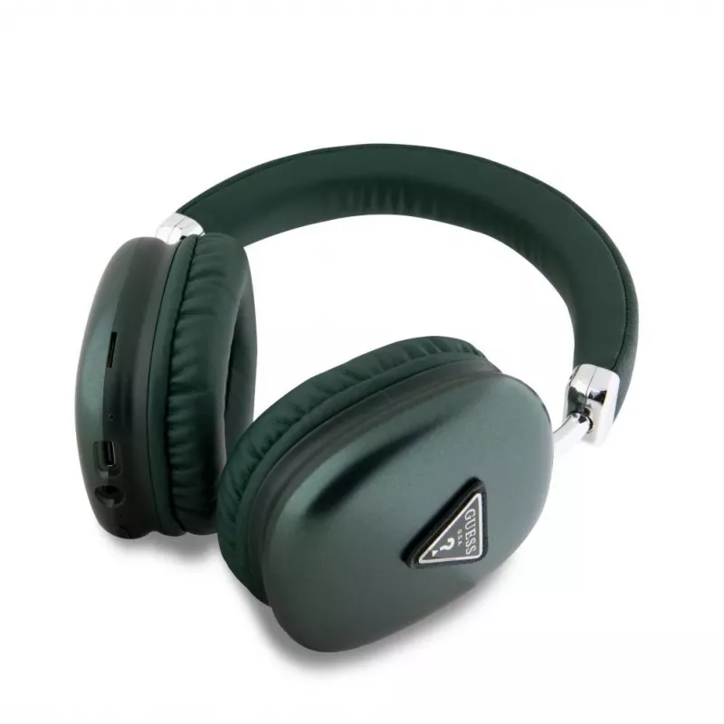Guess Over-Ear Bluetooth 5.3 ausinės su 4G trikampio logotipu, chaki spalva