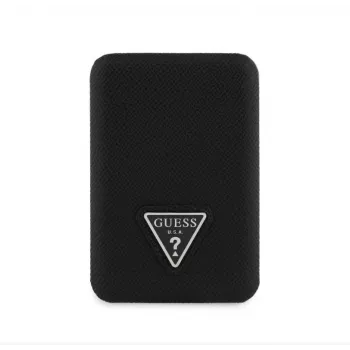 „Guess“ grūdėto trikampio formos belaidis powerbank 5000 mAh 15 W USB-C MagSafe juodas