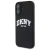 DKNY DKHMP16SSNYACH Kietas Dėklas Apple iPhone 16 6,1 colio Juodas Silikonas su Baltu Spausdintu Logotipu MagSafe