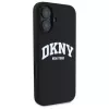 DKNY DKHMP16SSNYACH Kietas Dėklas Apple iPhone 16 6,1 colio Juodas Silikonas su Baltu Spausdintu Logotipu MagSafe