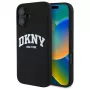 DKNY DKHMP16SSNYACH Kietas Dėklas Apple iPhone 16 6,1 colio Juodas Silikonas su Baltu Spausdintu Logotipu MagSafe