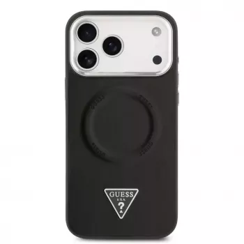 Guess Triangle Logo Dėklas su MagSafe, skirtas iPhone 17 Pro Max (Juodas)