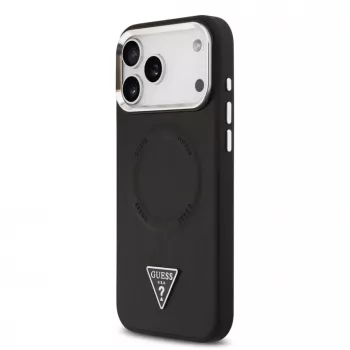 Guess Triangle Logo Dėklas su MagSafe, skirtas iPhone 17 Pro Max (Juodas)