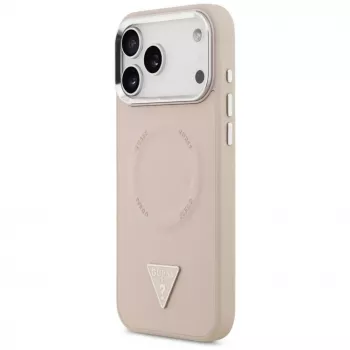 Guess Triangle Logo Dėklas su MagSafe, skirtas iPhone 17 Pro (rožinis)