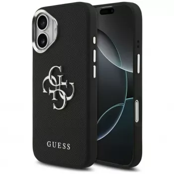 Guess Grained Big 4G Classic Logo Case for iPhone 17, Black