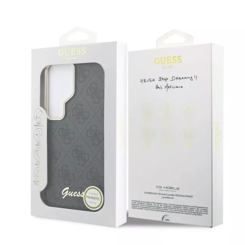 Guess 4G Script MagSafe Dėklas Samsung Galaxy S26 Ultra (Juodas)