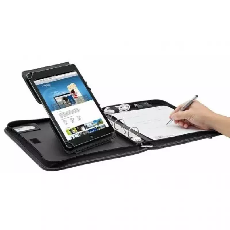 WEDO Organizer ELEGANCE - Užtrauktuku Užsegamas Dėklas Planšetei - Dirbtinė Oda, Tekstūruotas Nailonas - Juoda - 10.5