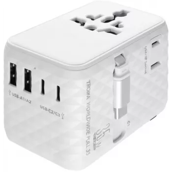 TROIKA kelioninis adapteris WORLDWIDE PULL 35 (TRA35/WH)