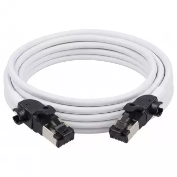Synergy21 Patch Cable RJ45, CAT6A 500MHz, 2m, White, S/FTP, Slimline Round d=4,5mm, TPE/LSZH (Superflex), AWG28, with CAT7 Raw Connector, Rotatable Connector