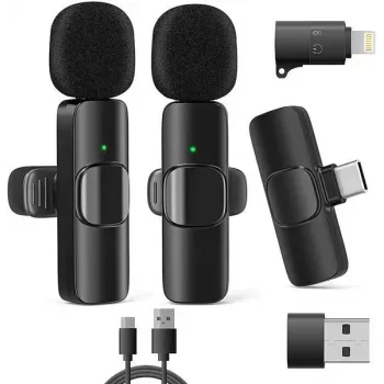 RealPower HS-1 belaidė mikrofonų sistema su 2 dinaminiais rankiniais mikrofonais ir 1 UHF imtuvu (863-865 MHz), 30 m veikimo nuotolis, USB-C įkraunamas imtuvas, 495513