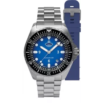 Ruhla 1929 NVA Kommando 4960M-3 SET automatinis laikrodis 40mm juodas ciferblatas odinis ir NATO dirželiai