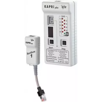 METZ CONNECT KAPRI Plus kabelių ir jungčių testeris su Testbox 1 - tinklo ir ISDN kabelių testeris (130670-E)