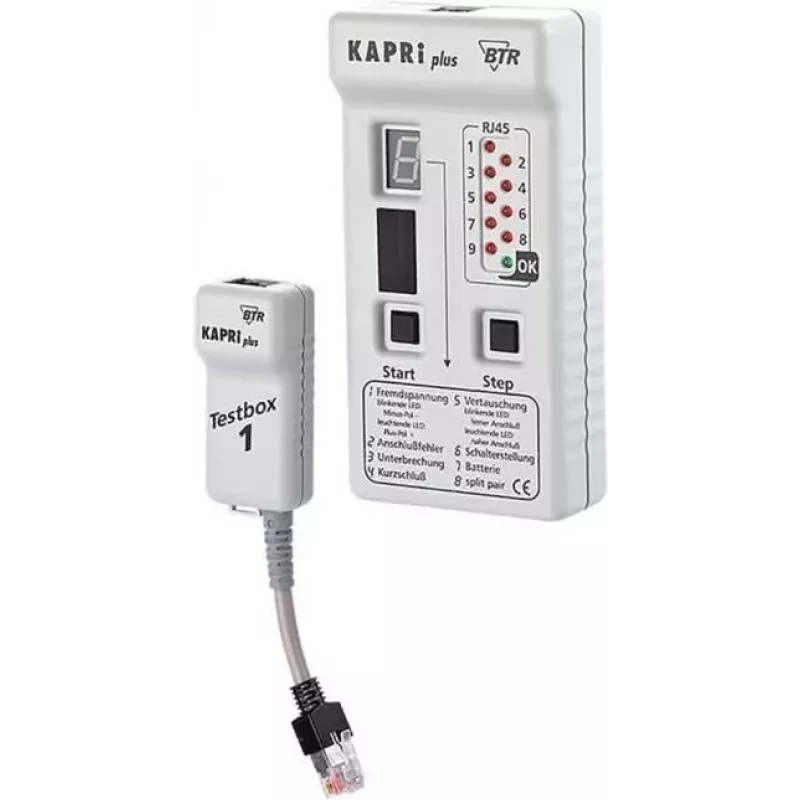 METZ CONNECT KAPRI Plus kabelių ir jungčių testeris su Testbox 1 - tinklo ir ISDN kabelių testeris (130670-E)