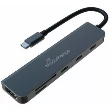 MEDIARANGE USB-C 6-in-1 Multiport Hub Adapter Silver (MRCS519)