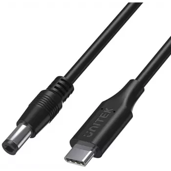 UNITEK 65W USB-C į DC 5,5mm Nešiojamojo Kompiuterio Maitinimo Laidas 1,5m Juodas