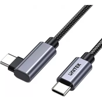 UNITEK USB-C laidas 90° kampu PD 100W 2m juodas