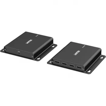 UNITEK USB-C į 4x USB-A prailgintuvas per Ethernet, iki 150m, 480Mbps, juodas