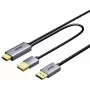 UNITEK HDMI į DisplayPort 4K kabelis su USB-A maitinimu, 1,8 m, juodas