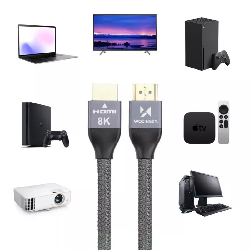 Wozinsky HDMI 2.1 8K laidas, 1 m, sidabrinis (WHDMI-10)