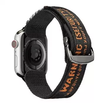 Dux Ducis Strap (Outdoor Version) Nylon Watch Band for Apple Watch Ultra, SE, Series 9, 8, 7, 6, 5, 4, 3, 2, 1 (49, 45, 44, 42 mm) Black Orange