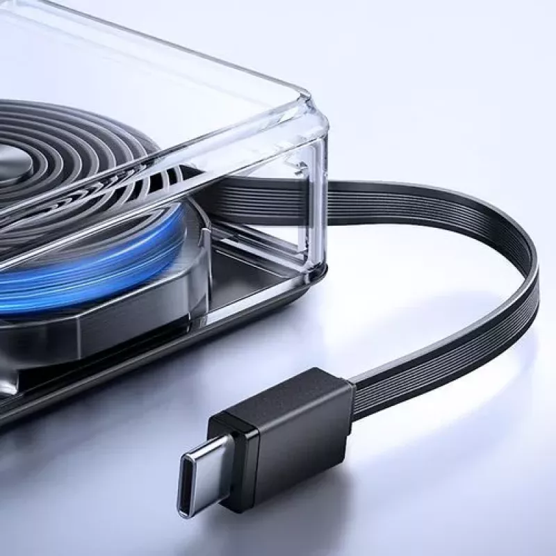 Joyroom JR-PR1 10000mAh 22,5W Power Bank su įtaisyta ištraukiama USB-C jungtimi Juoda