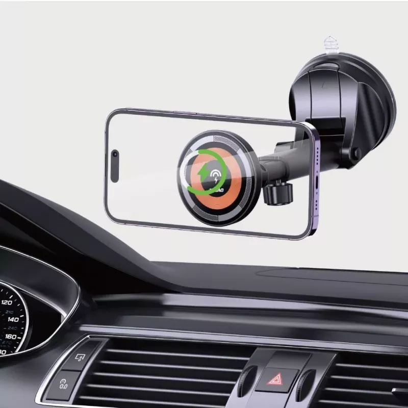 Dudao F12MAX+ MagSafe belaidis automobilinis įkroviklis 15W – juodas