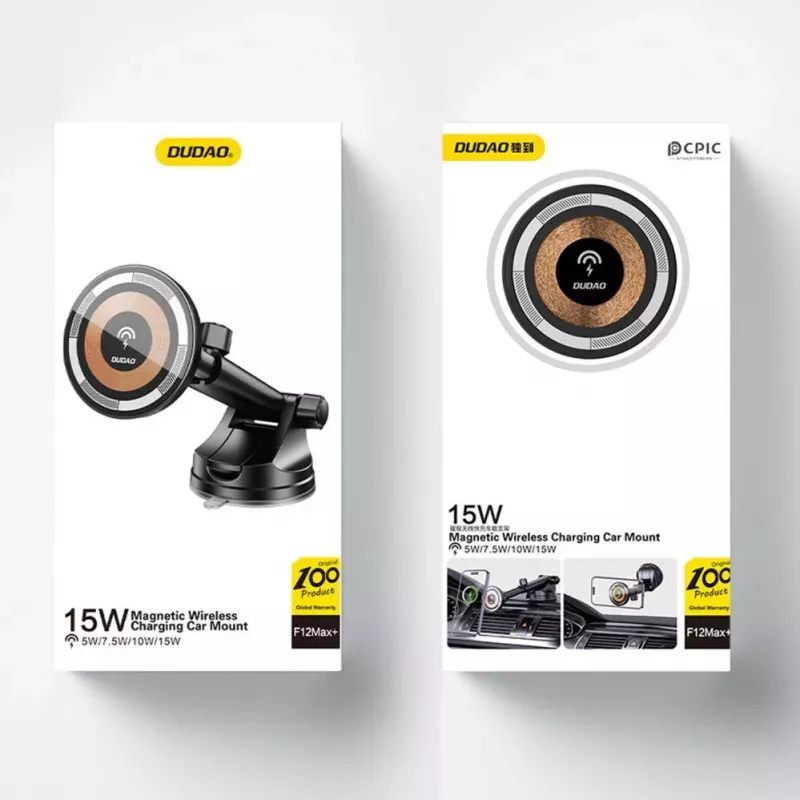 Dudao F12MAX+ MagSafe belaidis automobilinis įkroviklis 15W – juodas