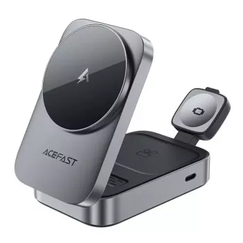 ACEFAST E22 3-in-1 belaidė įkrovimo stotelė, suderinama su MagSafe - Pilka