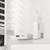 Dudao A30EU GaN 30W USB-C USB-A sieninis įkroviklis su USB-C į USB-C laidu 1m Baltas