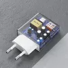 Dudao A30EU GaN 30W USB-C USB-A sieninis įkroviklis su USB-C į USB-C laidu 1m Baltas