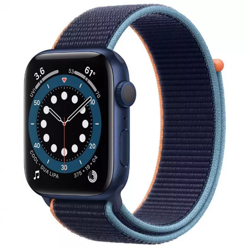 „Apple Watch Series 6 GPS, 44mm Aluminium Case with Sport Band Deep Navy“