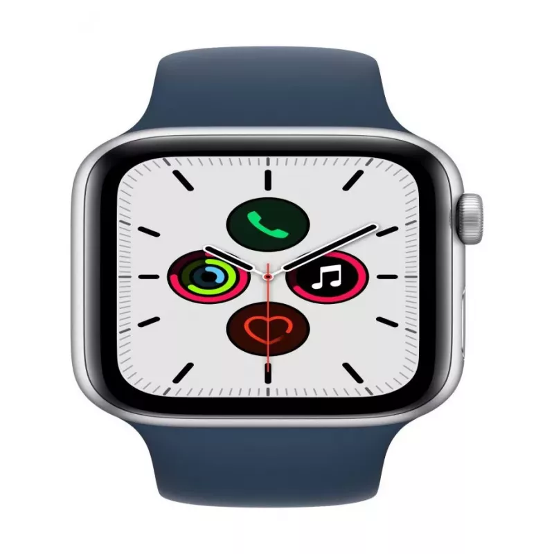 “Apple Watch SE GPS 44mm sidabrinis aliuminio korpusas su Abyss Blue sportine juostele”