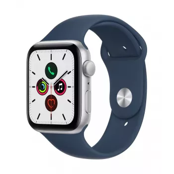 “Apple Watch SE GPS 44mm sidabrinis aliuminio korpusas su Abyss Blue sportine juostele”