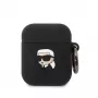 Karl Lagerfeld 3D Logo NFT Karl Head Silikoninis Dėklas, skirtas AirPods 1/2, Juodas