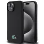 Lacoste Apple iPhone 15 6,1 colio skysto silikono mikropluošto Croc Logotipo Magsafe Nugarinė Dangtelis Juoda