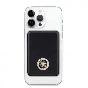 Guess Power Bank 5000mAh 15W MagSafe and Regular Charge with Strassed 4G Logo Black