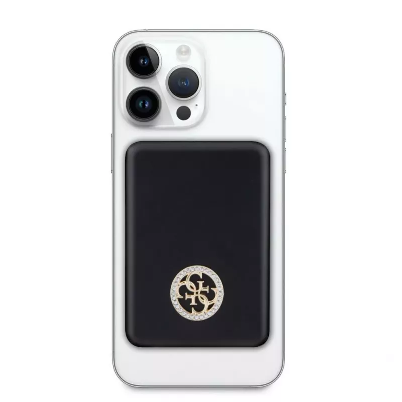 Guess Power Bank 5000mAh 15W MagSafe and Regular Charge with Strassed 4G Logo Black