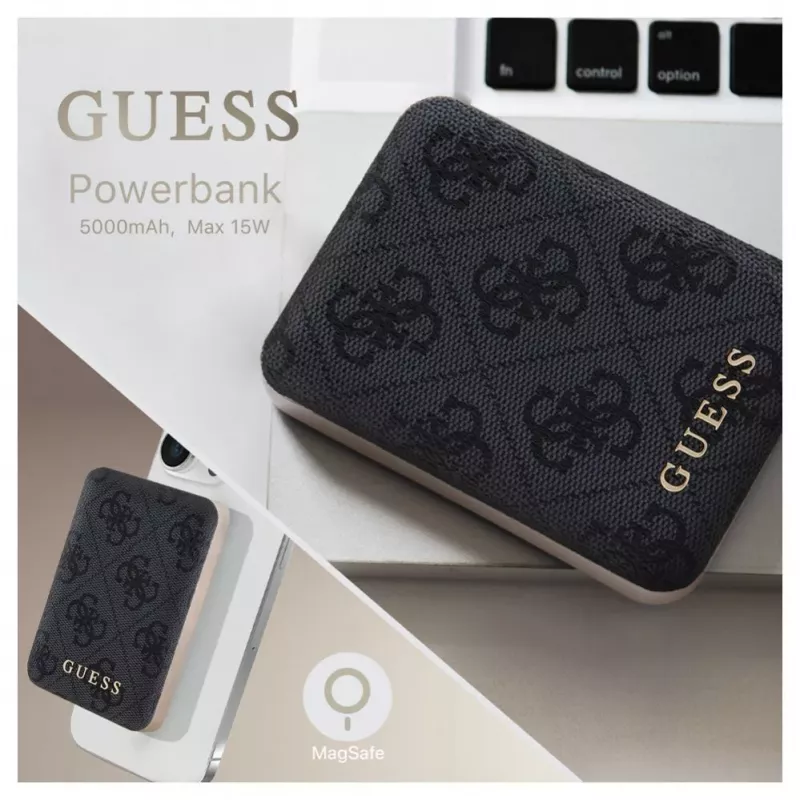 Guess Power Bank MagSafe 5000mAh 4G PU Black
