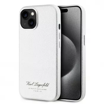 Karl Lagerfeld Grūdėto PU dėklas Hotel RSG iPhone 15 pilkas