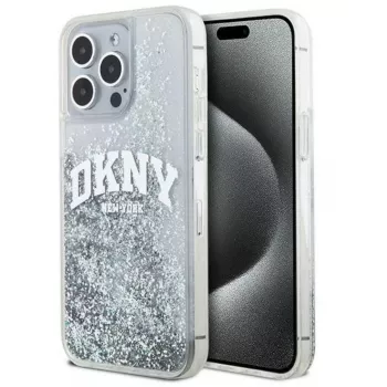 DKNY Apple iPhone 15 Pro 6,1 inch „Hardcase“ dėklas su skysto blizgučio efektu, didelis logotipas, juodas
